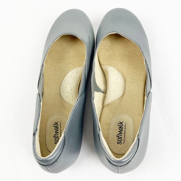Softwalk Womens Norwich Ballet Flats 6.5 Narrow Silver Leather Round Toe NWOB - Picture 7 of 11